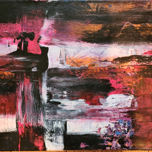 HANDCRAFTED Abstract Painting Neon HANDPAINTED Artwork Canvas Wall Art Decor - Picture 4 of 14